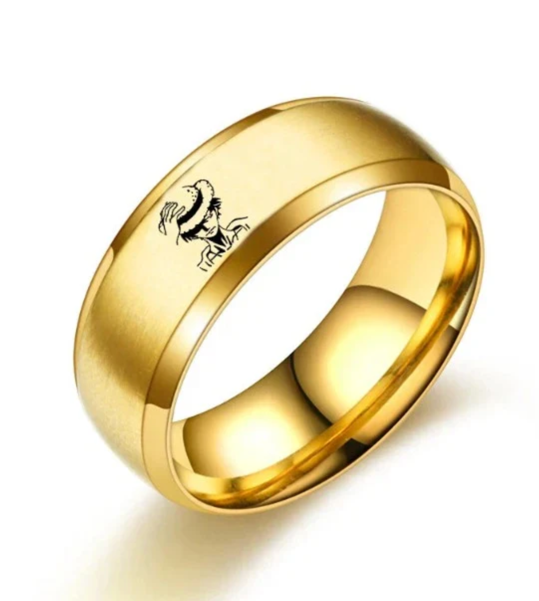Anillo de One Piece Monkey D. Luffy color dorado size 9.