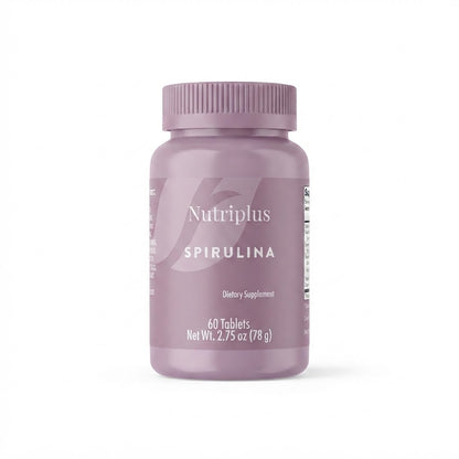 Suplemento alimenticio a base de microalga espirulina en presentación de 60 tabletas.
