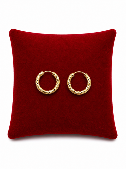 Aretes de Aro Texturizados Color Dorado con Cierre de Presión.