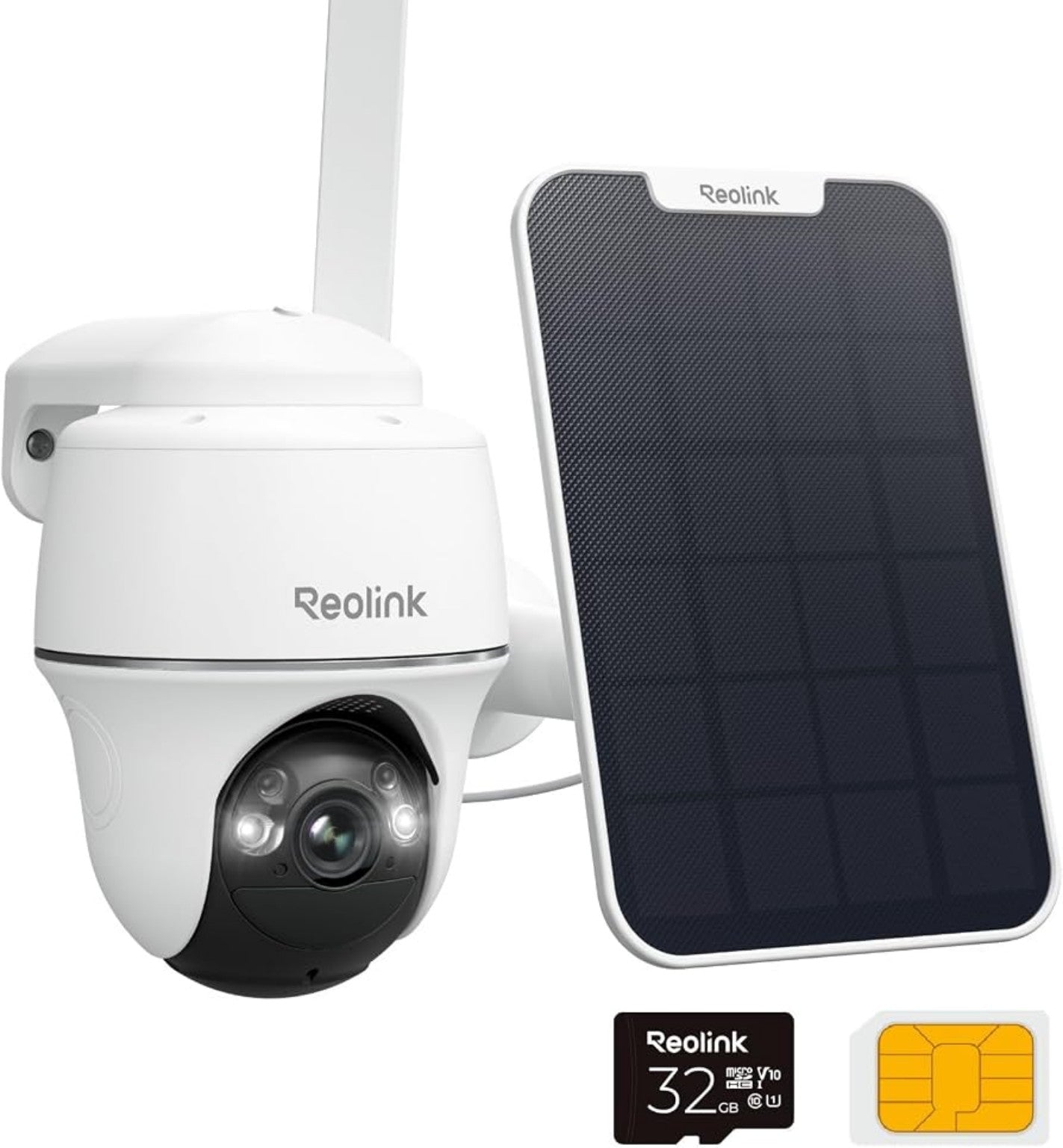Cámara de Seguridad WiFi Solar para Exterior con Panel Solar, Tarjeta MicroSD de 32 GB y SIM Incluidas.