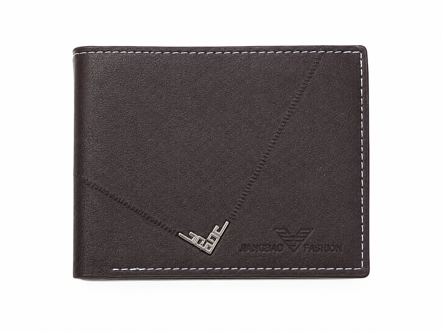 Billetera plegable de cuero sintético para hombre color café oscuro.