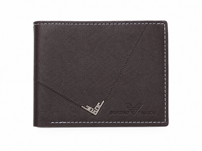 Billetera plegable de cuero sintético para hombre color café oscuro.