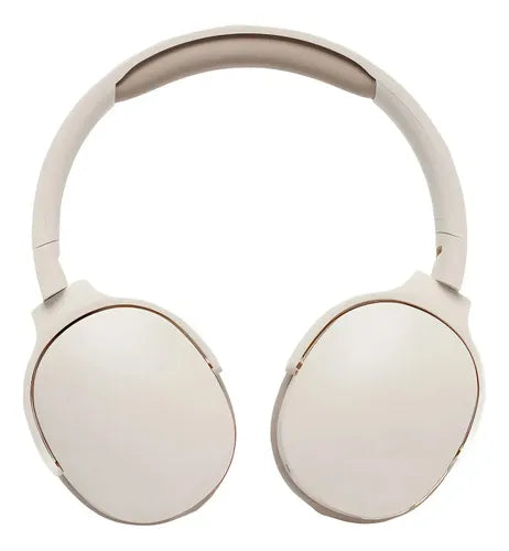 Auriculares inalámbricos P2961 de color beige con diseño plegable.