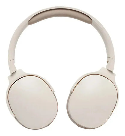 Auriculares inalámbricos P2961 de color beige con diseño plegable.