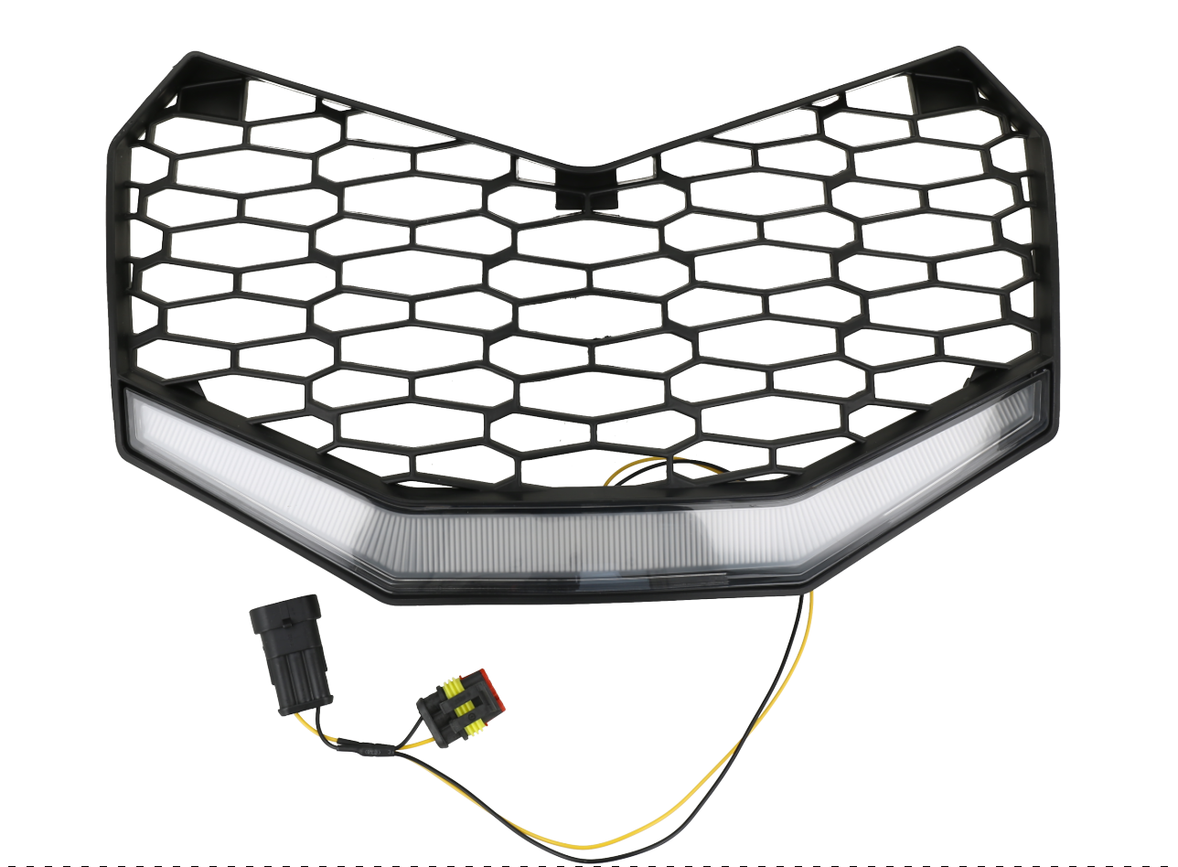 Rejilla frontal negra de plástico con luces LED integradas diseñada específicamente para el Can-Am Maverick X3