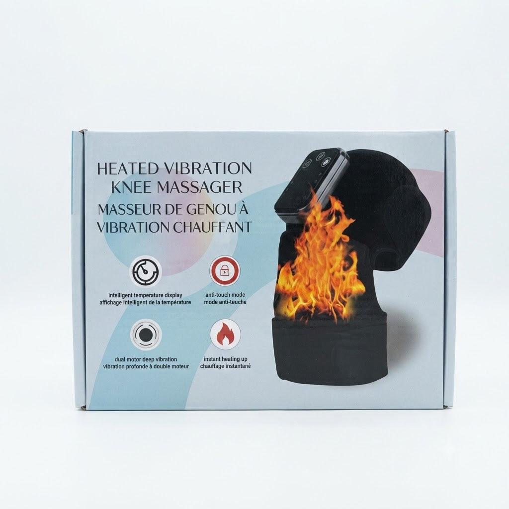 Masajeador de rodilla con vibración y calor ofrece terapia para aliviar el dolor y mejorar la circulación sanguínea.