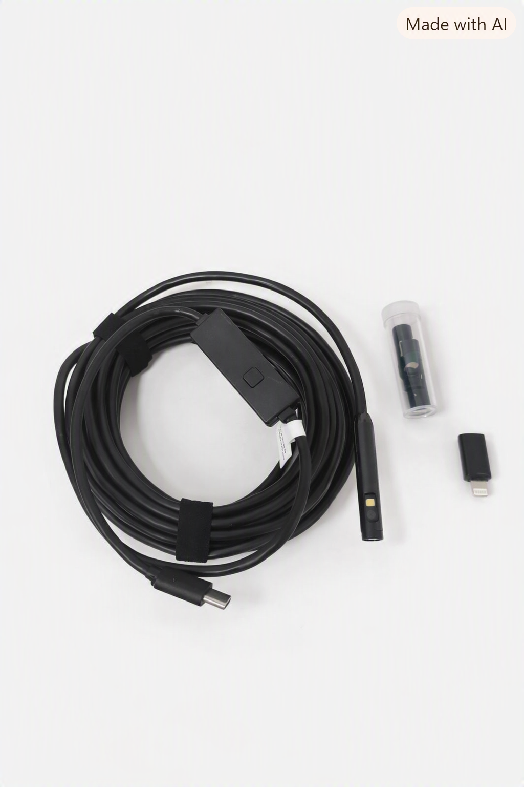 USB C o boroscopio industrial con cable flexible de varios metro.