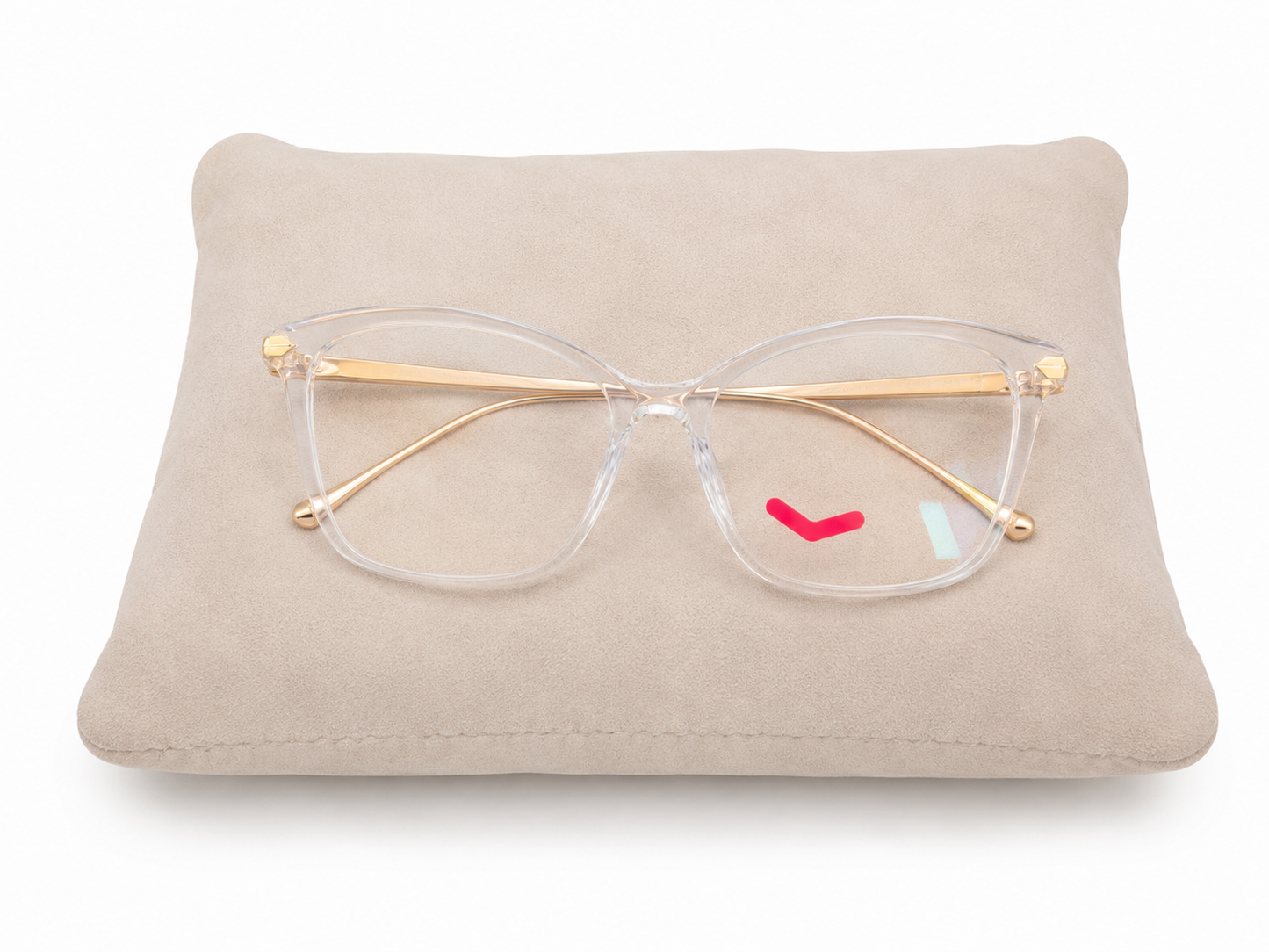 Gafas Transparentes de Montura Cuadrada con Patillas Metálicas Color Dorado.