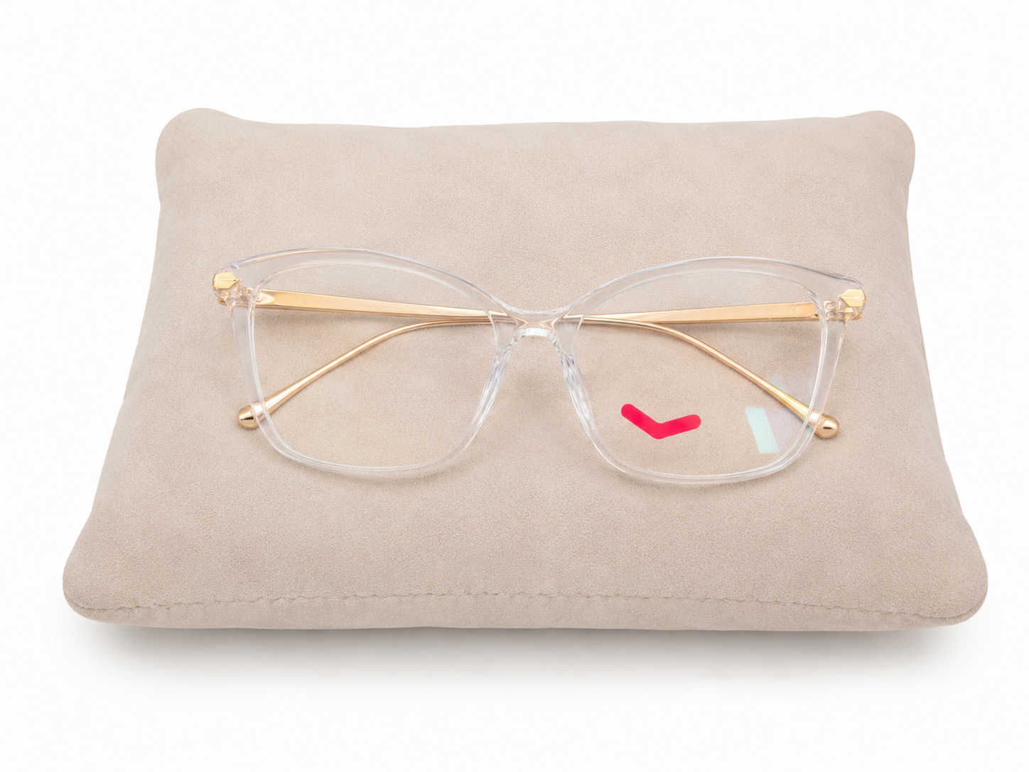 Gafas Transparentes de Montura Cuadrada con Patillas Metálicas Color Dorado.