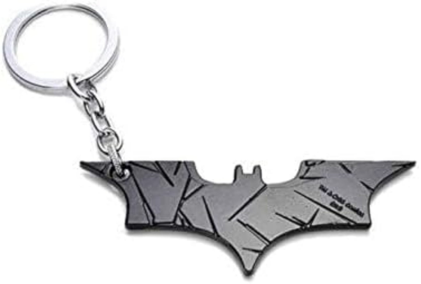 Llavero Metálico Negro con Diseño de Batarang y Anillo para Llaves.