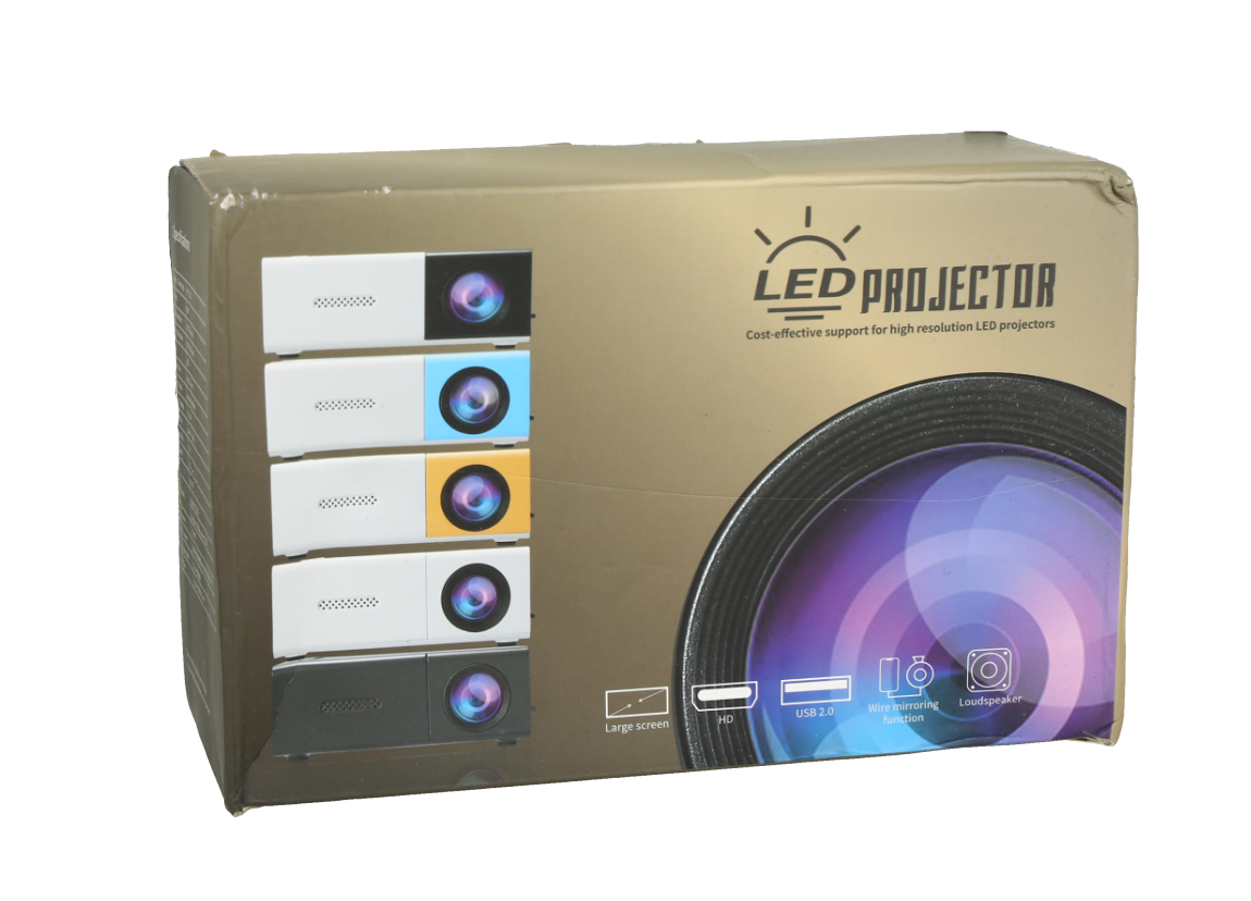 Mini proyector LED portátil, resolución 1080p y conectividad USB