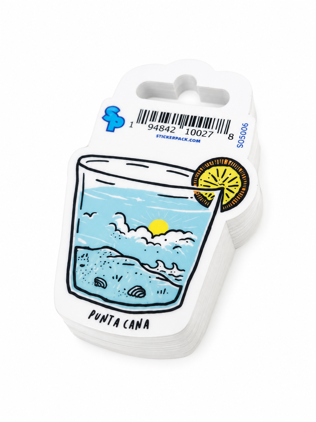 Calcomanías Decorativas con Diseño de Vaso de Playa Punta Cana, Paquete.