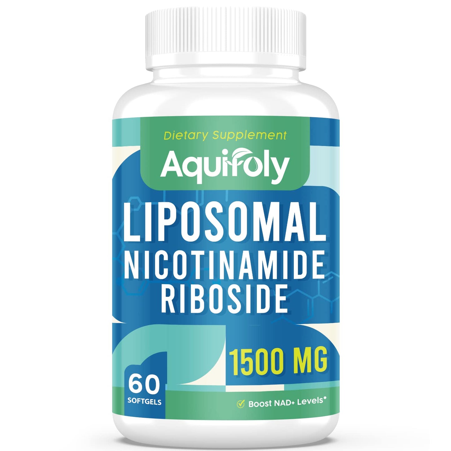 Suplemento Aquifoly contiene 1500 mg de Ribósido de Nicotinamida Liposomal por porción.