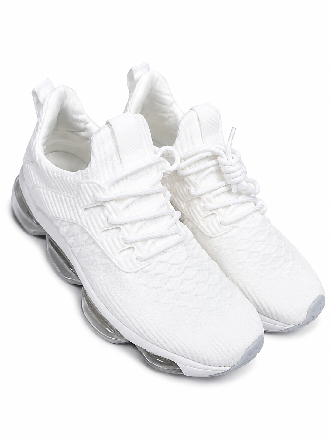 Tenis Deportivos Blancos de Tejido Transpirable con Cordones y Suela de Amortiguación, Talla 41.