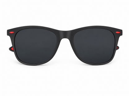 Gafas de Sol Clásicas con Montura Negra Mate y Lentes Oscuros.