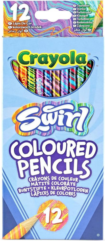 Lápices de colores con diseño multicolor, paquete de 12 unidades.