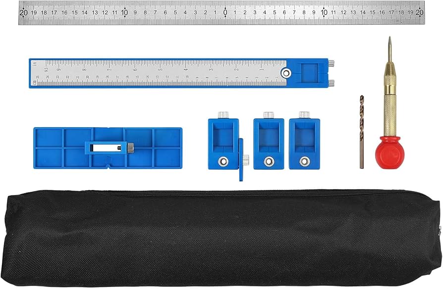 Plantilla de herrajes para gabinetes de alta precisión utilizada para la perforación y localización de manijas y perillas en muebles.