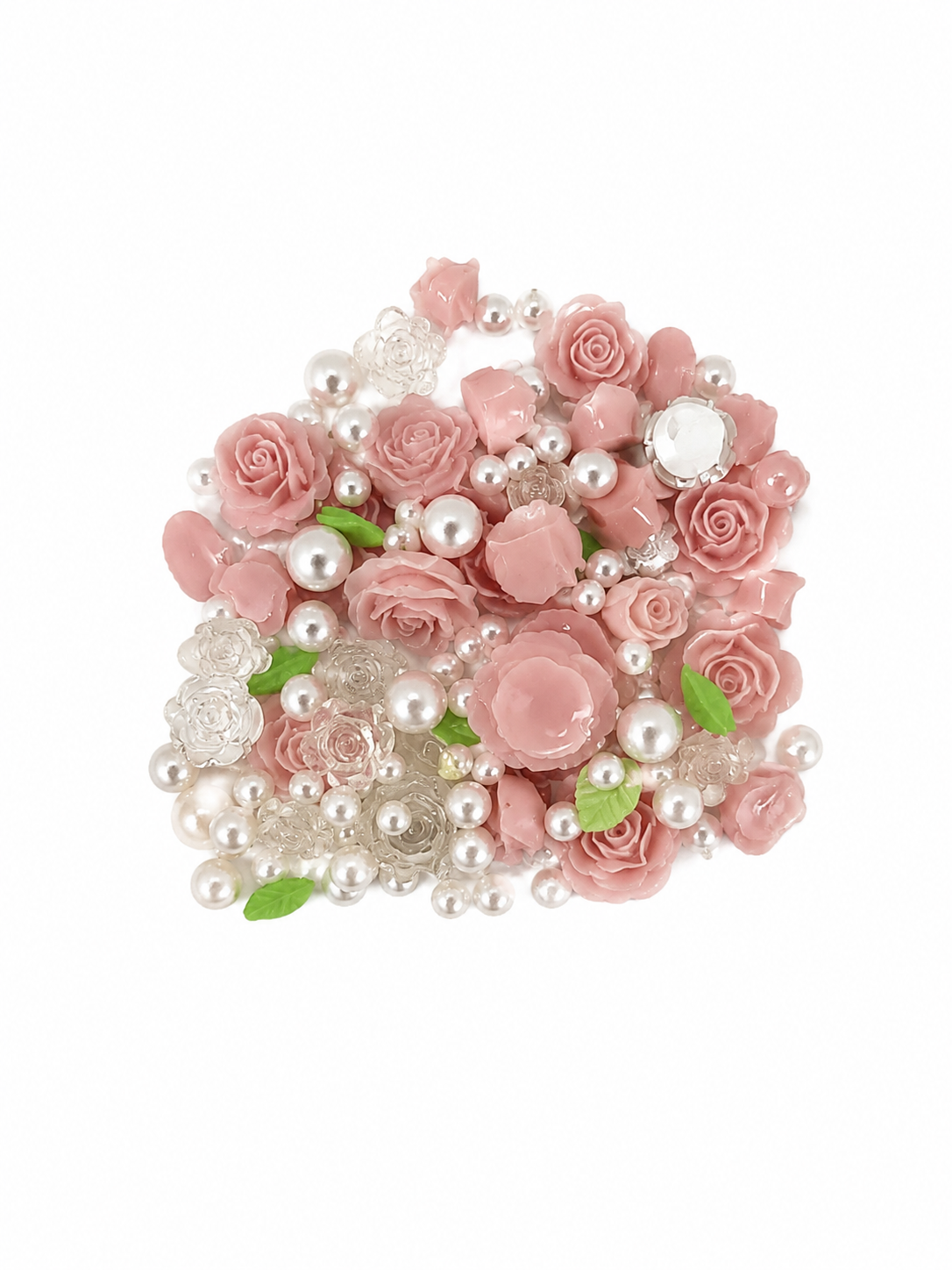 Set de Adornos Decorativos con Rosas y Perlas para Manualidades.