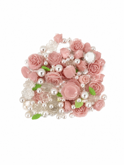 Set de Adornos Decorativos con Rosas y Perlas para Manualidades.