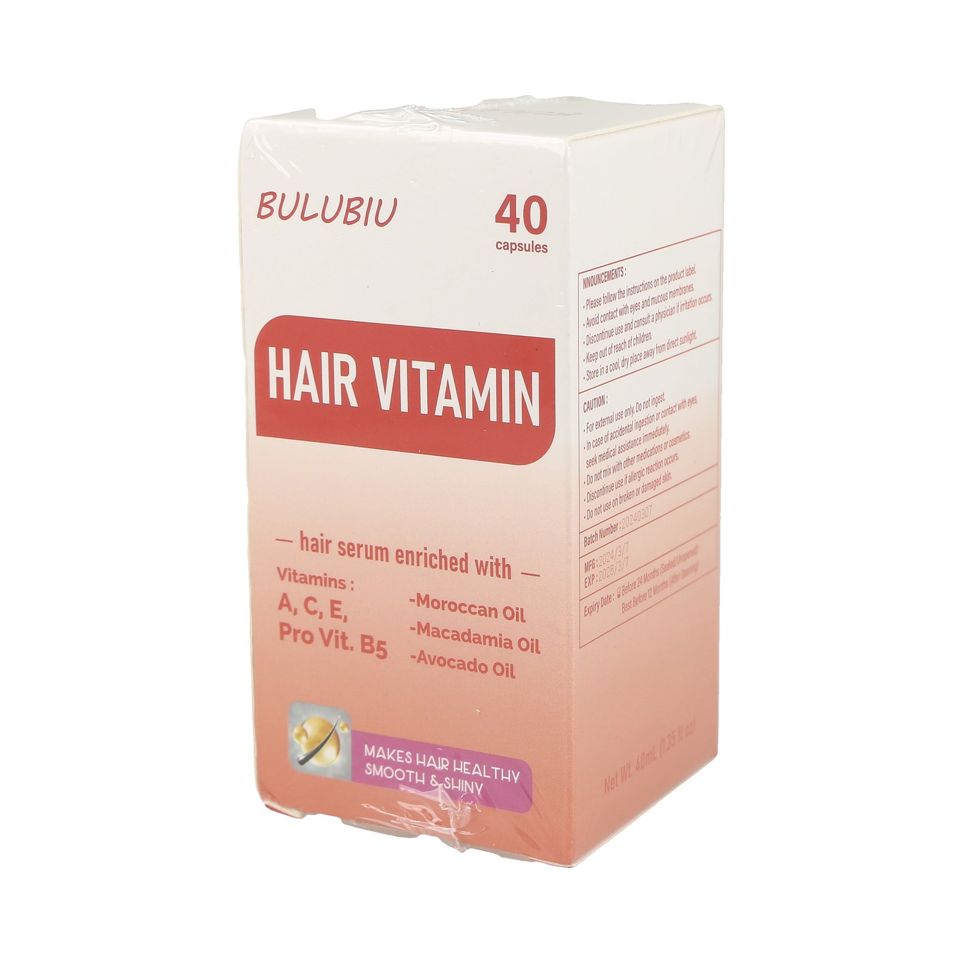 Suero capilar en capsulas Bulubiu Hair Vitamin
