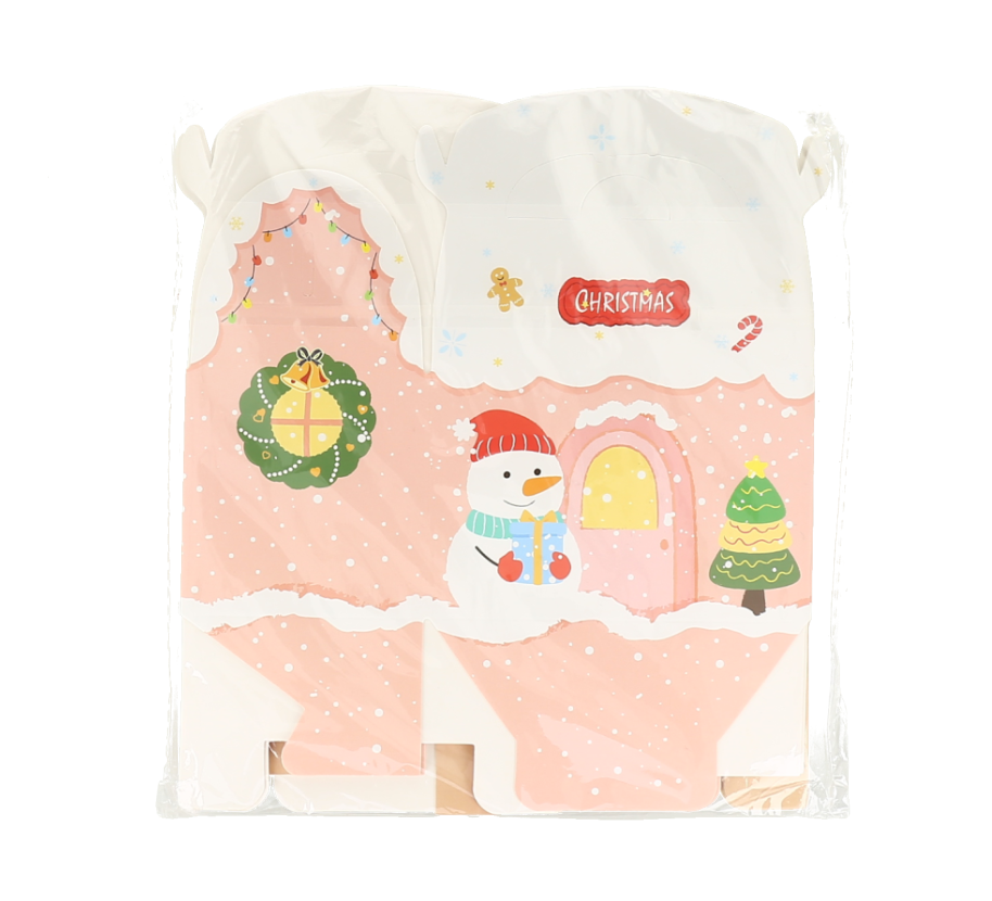 Caja de dulces navideña con forma de casita es perfecta para regalar o decorar. 