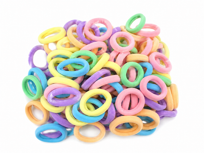 Set de gomitas elásticas para cabello en colores pastel surtidos.