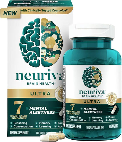 Suplemento que incluye ingredientes como Cognivive, Neurofactor y fosfatidilserina, destinados a apoyar la salud cerebral.