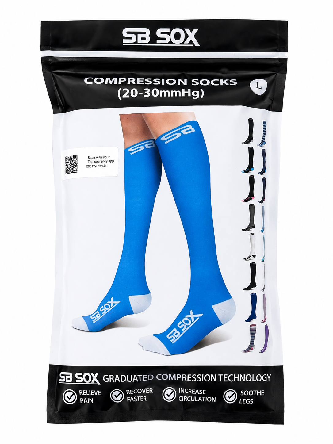 Medias de Compresión Graduada Hasta la Rodilla Talla L.
