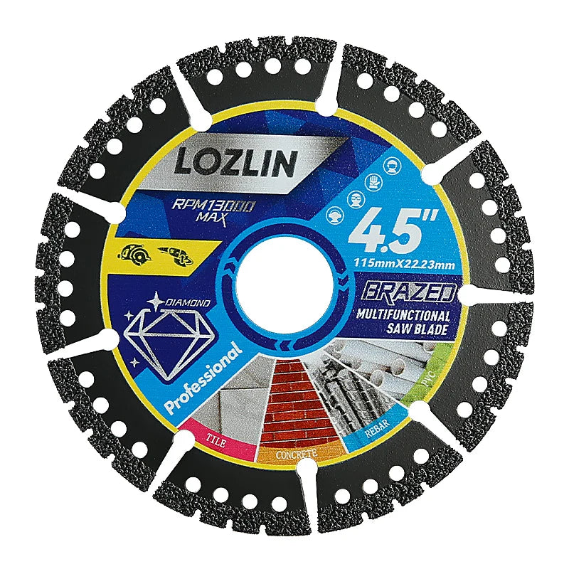 Disco de sierra multifuncional: Diseñado para cortar diversos materiales como azulejos, mármol, cuarzo, piedra, metal y plástico.