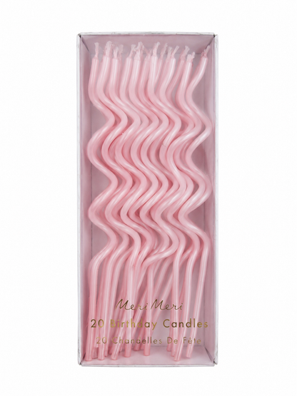 Velas Onduladas Decorativas Color Rosa para Pastel de Cumpleaños.