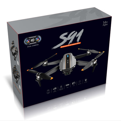 Dron modelo S91 con motores sin escobillas y cámara dual HD.