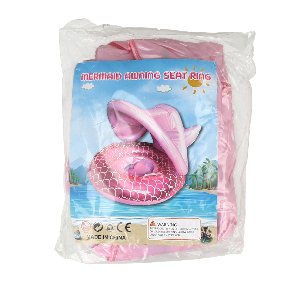 Flotador inflable para bebés con diseño de sirena rosa.