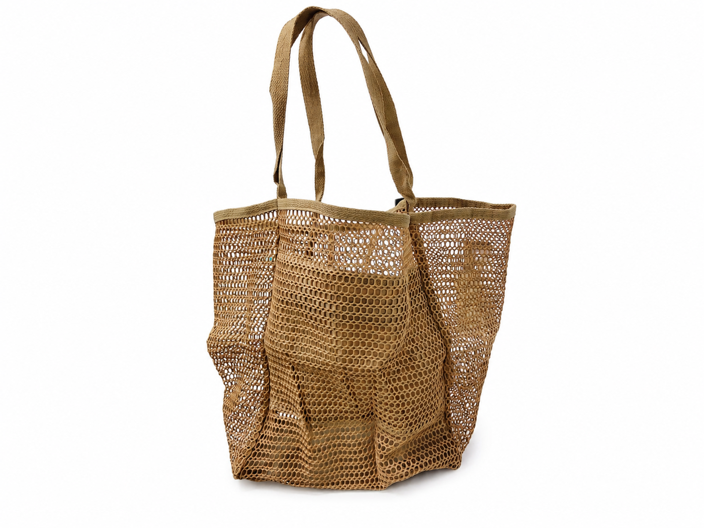 Bolso Tote de Malla para Playa – Bolsa Reutilizable Grande Color Beige para Compras y Viajes.