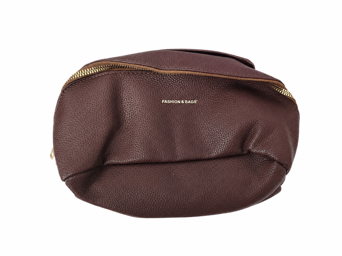 Bolso Cosmético de Viaje Color Marrón con Cierre Superior.