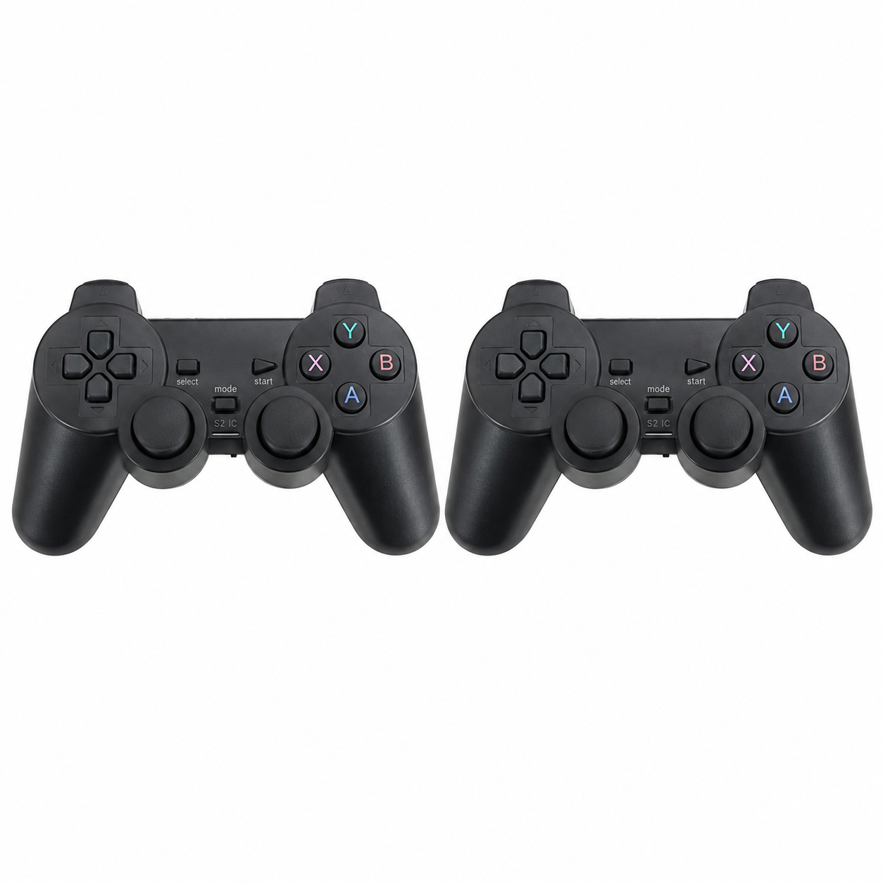 Set de 2 controles inalámbricos negros de repuesto para consola retro HDMI 4K.