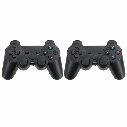 Set de 2 controles inalámbricos negros de repuesto para consola retro HDMI 4K.