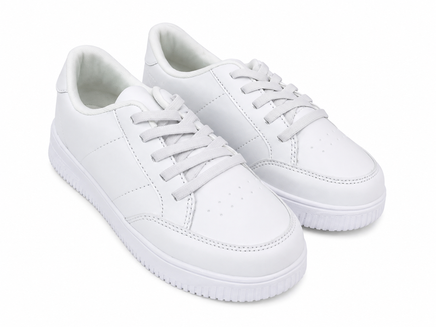 Tenis blancos de estilo casual con cordones, talla 35.
