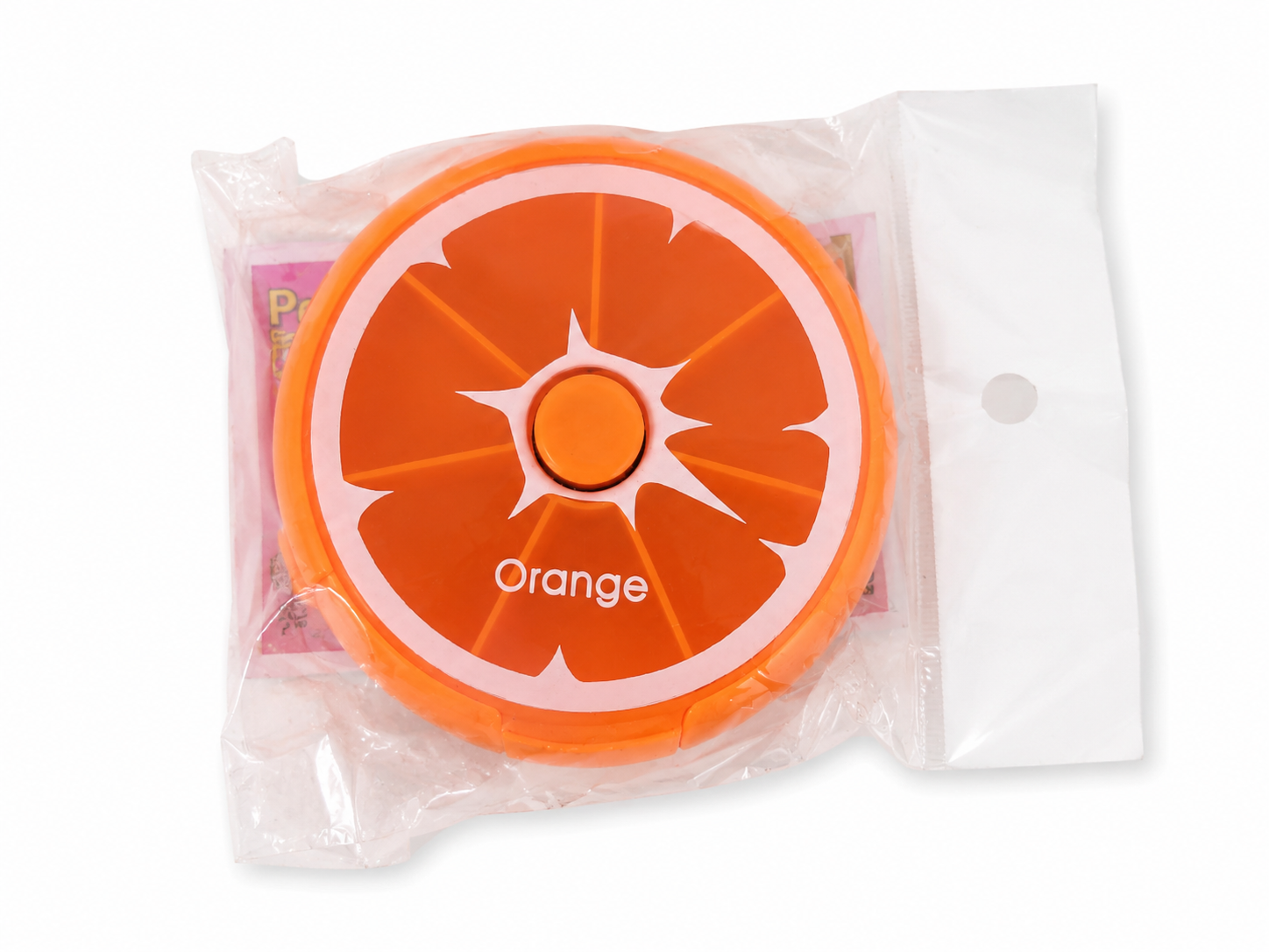 Recipiente Plegable con Diseño de Rodaja de Naranja para Almacenamiento de Snacks.