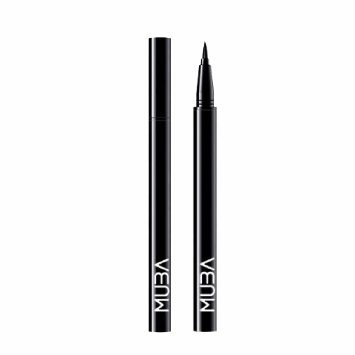 Delineador líquido negro con un acabado mate.