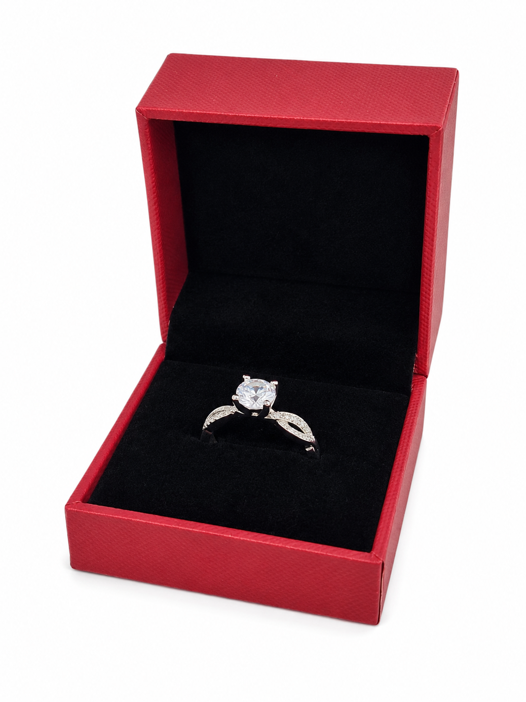 Anillo Solitario Color Plateado con Piedra Central Brillante Plata 925.