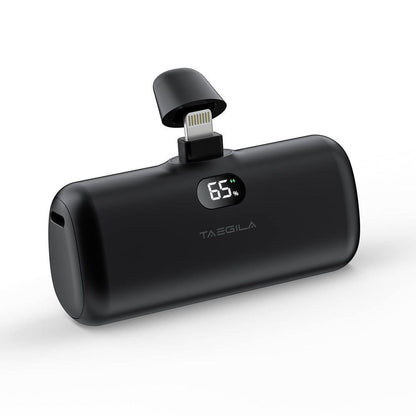 Cargador portátil, es una batería compacta de 5000 mAh diseñada para iPhones.