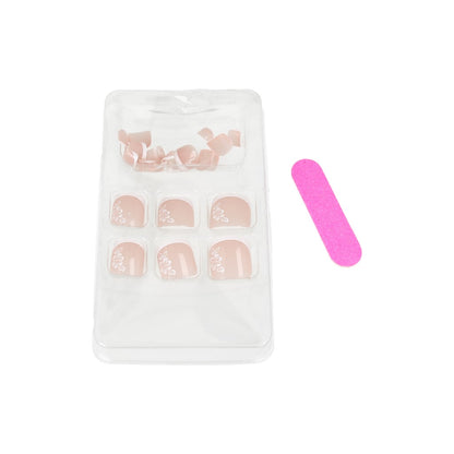 Uñas postizas a presión, puntas francesas postizas de color rosa.