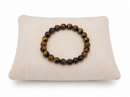 Pulsera Elástica de Cuentas Ojo de Tigre Natural.