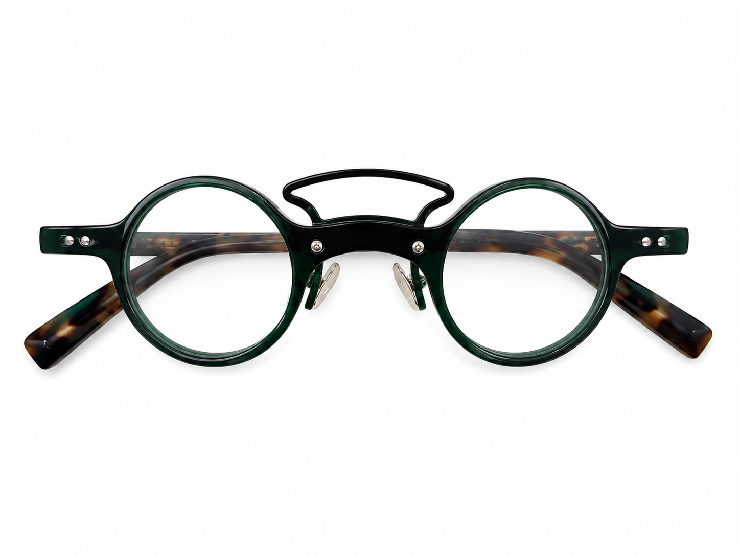 Gafas Redondas de Montura Verde con Doble Puente para Hombre y Mujer.