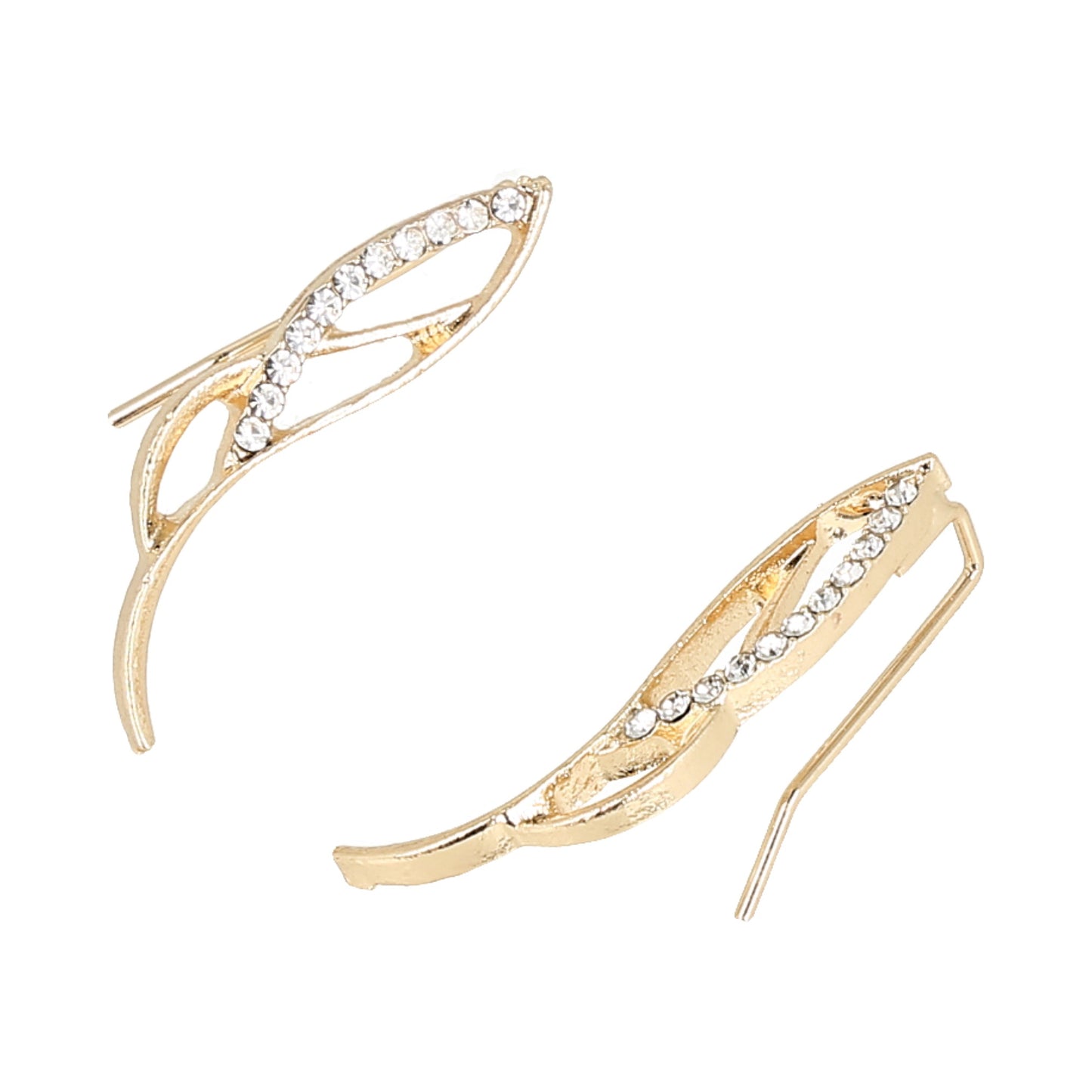 pendientes trepadores (o "ear climbers") de color dorado