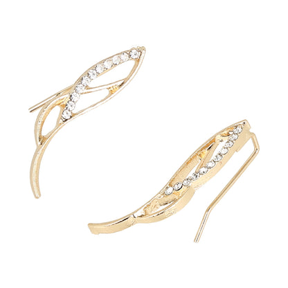 pendientes trepadores (o "ear climbers") de color dorado