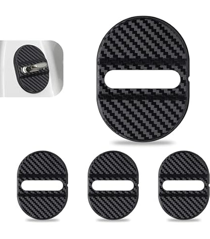 Protectores de cerradura de puerta de coche con acabado de fibra de carbono.