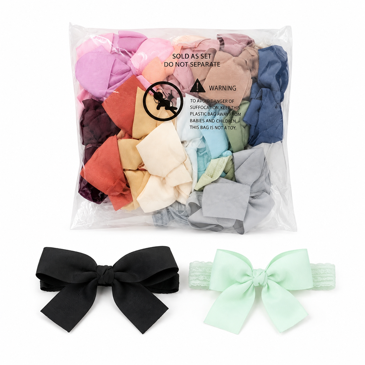 Set de lazos para cabello en colores surtidos.