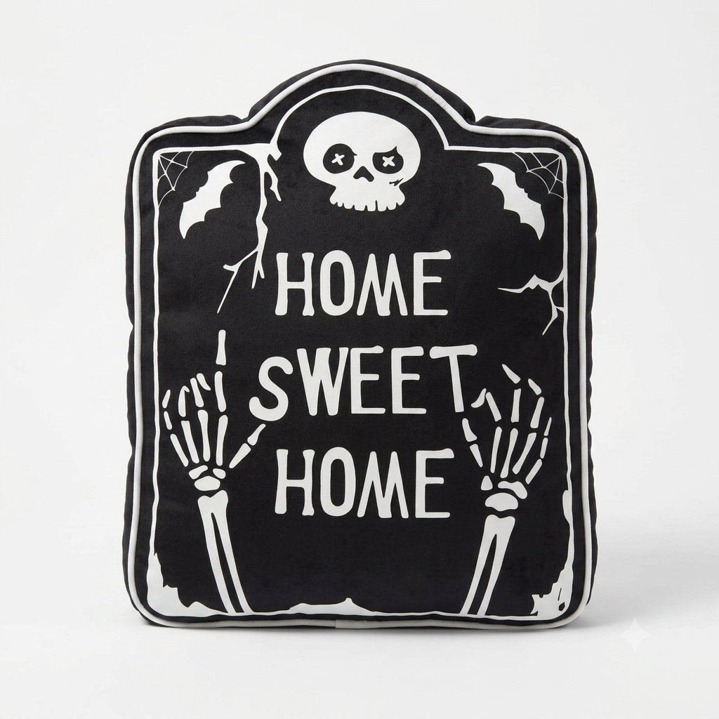 Cojín decorativo de Phantoscope con diseño de lápida de Halloween.