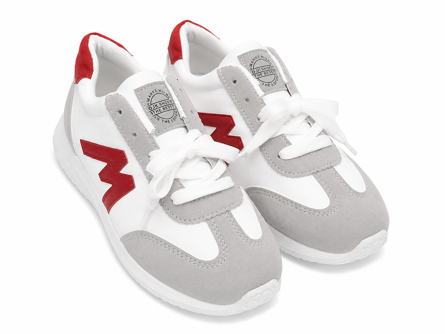 Zapatos deportivos casuales blancos, grises y rojos para hombre, talla 38.